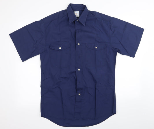 Mens UK Size S Debenhams Blue  Button-Up Short Sleeve Casual Shirt