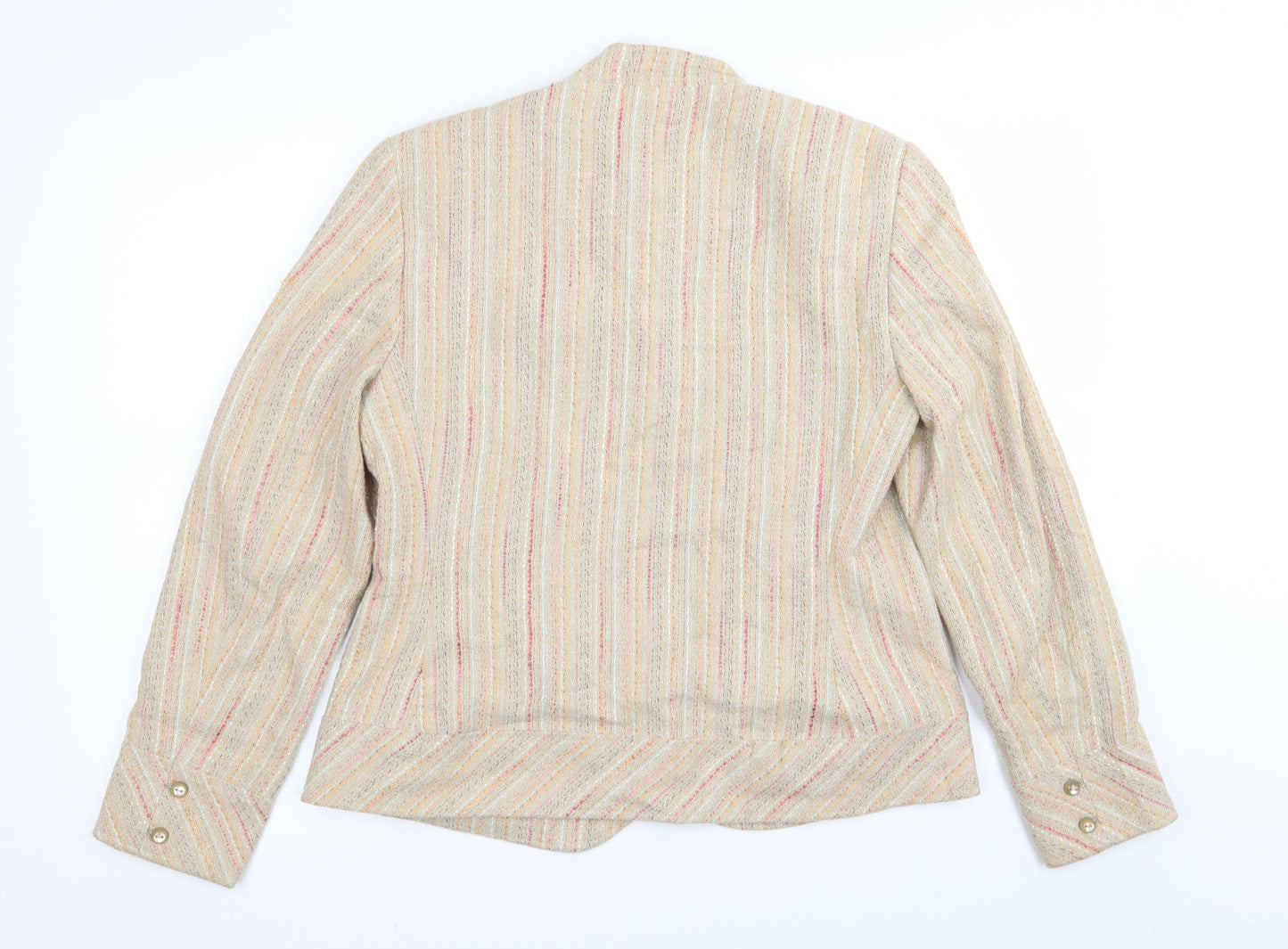 M&S Womens Beige Striped  Jacket Blazer Size 14