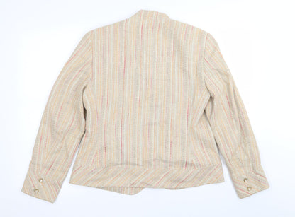 M&S Womens Beige Striped  Jacket Blazer Size 14