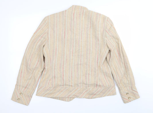 M&S Womens Beige Striped  Jacket Blazer Size 14