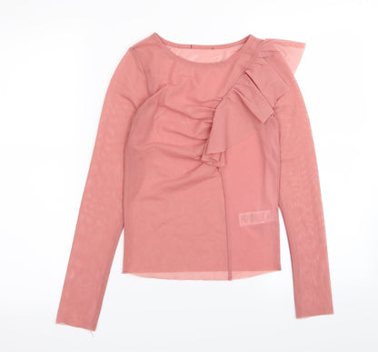 Womens UK Size 8 New Look Pink Basic T-Shirt