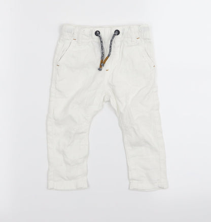 Next Boys White   Cargo Trousers Size 6-9 Months