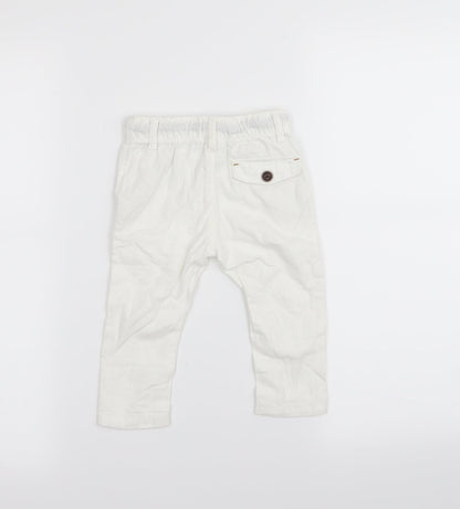 Next Boys White   Cargo Trousers Size 6-9 Months