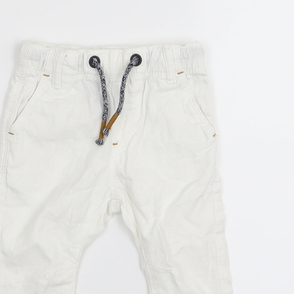 Next Boys White   Cargo Trousers Size 6-9 Months