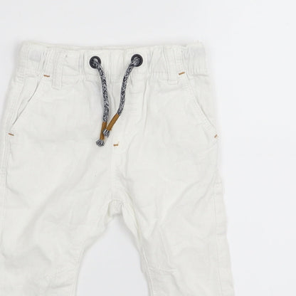 Next Boys White   Cargo Trousers Size 6-9 Months