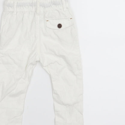 Next Boys White   Cargo Trousers Size 6-9 Months