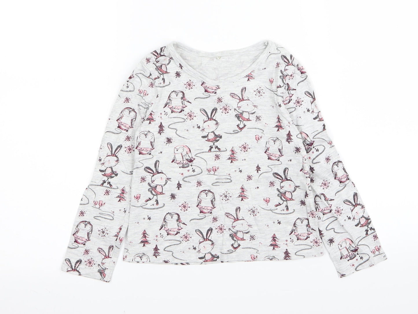 Asda George Girls Grey   Basic T-Shirt Size 4-5 Years