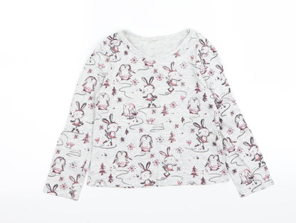Asda George Girls Grey   Basic T-Shirt Size 4-5 Years