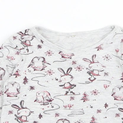 Asda George Girls Grey   Basic T-Shirt Size 4-5 Years