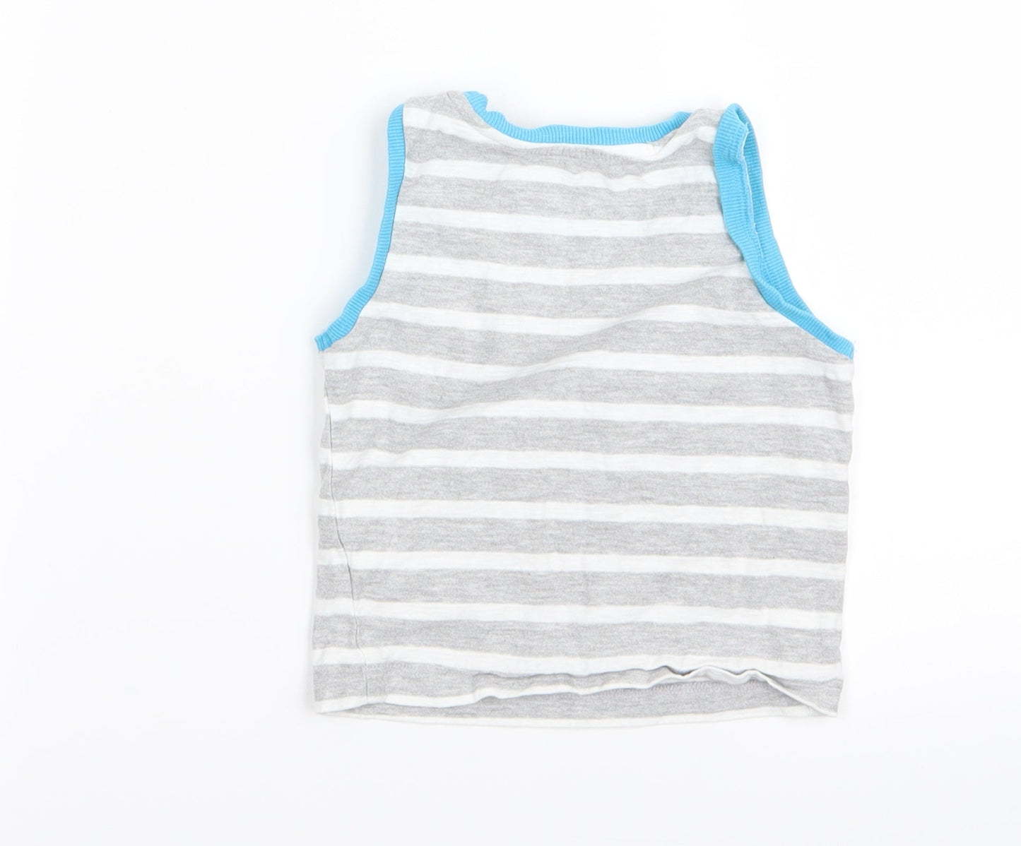 Matalan Boys Grey Striped  Basic Tank Size 18-24 Months