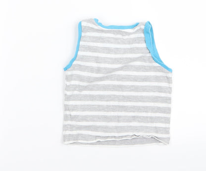 Matalan Boys Grey Striped  Basic Tank Size 18-24 Months