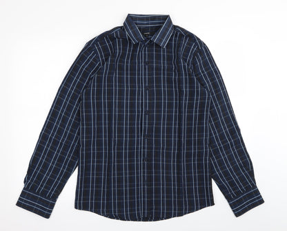 Asda George Mens Blue Check Rayon  Button-Up Size S