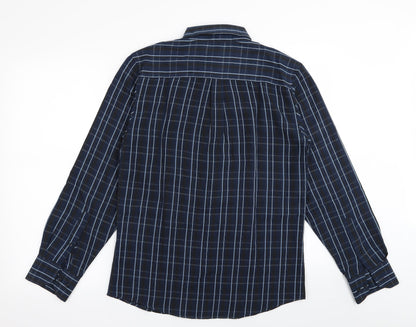 Asda George Mens Blue Check Rayon  Button-Up Size S