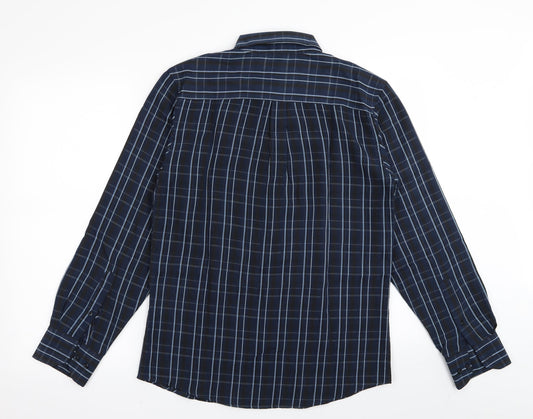 Asda George Mens Blue Check Rayon  Button-Up Size S