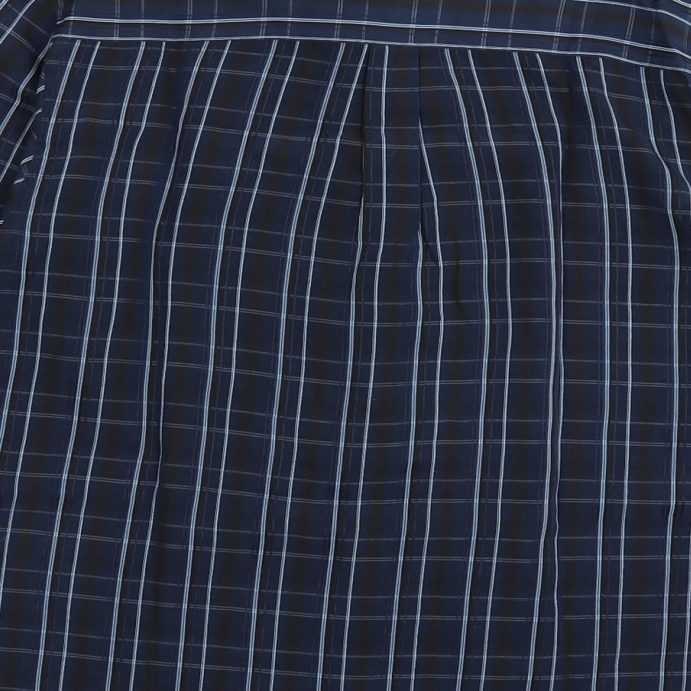 Asda George Mens Blue Check Rayon  Button-Up Size S