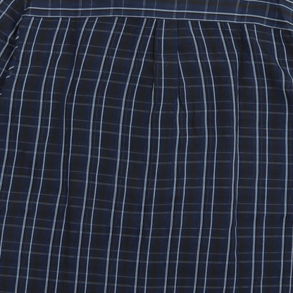 Asda George Mens Blue Check Rayon  Button-Up Size S