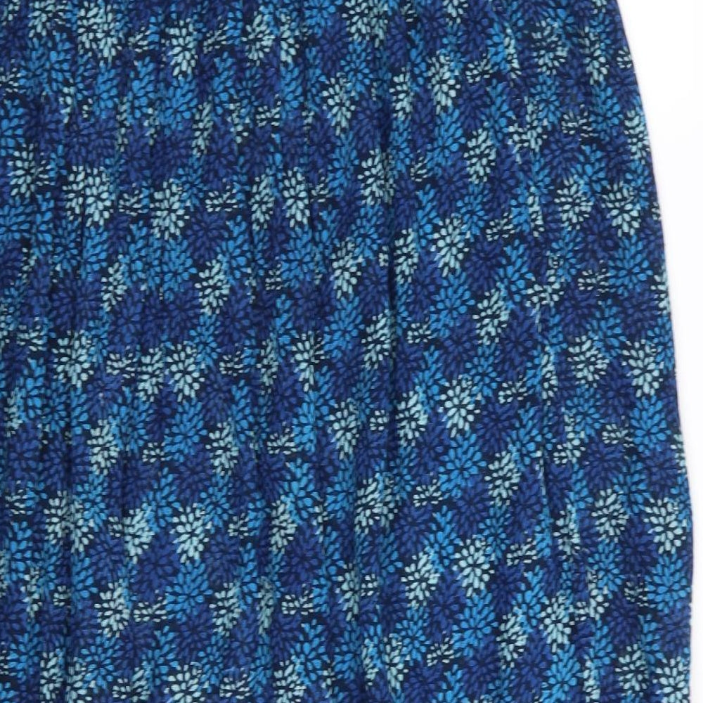 Akal Collection Womens Blue Floral  Flare Skirt Size M  - Stretch waistband