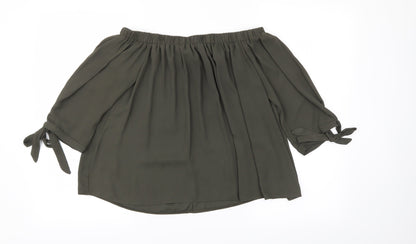 Blue Vanilla Womens Green Houndstooth  Basic T-Shirt Size 12