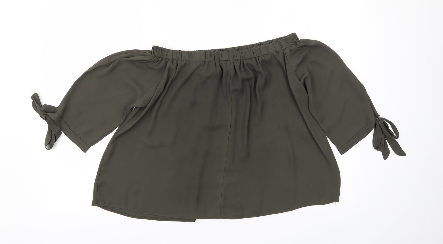 Blue Vanilla Womens Green Houndstooth  Basic T-Shirt Size 12