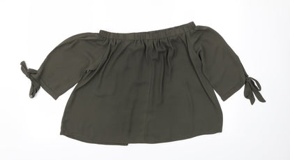 Blue Vanilla Womens Green Houndstooth  Basic T-Shirt Size 12