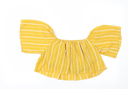 Quiz Womens Orange Striped  Basic T-Shirt Size S