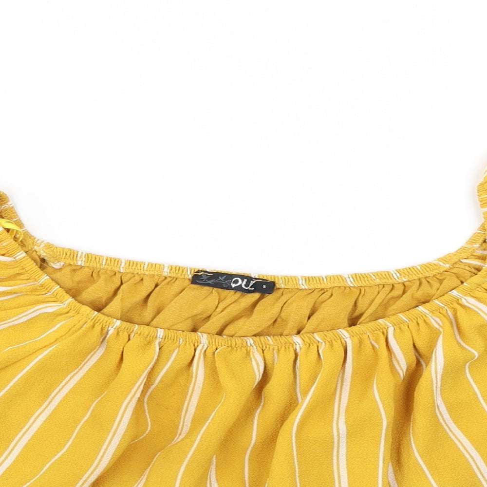 Quiz Womens Orange Striped  Basic T-Shirt Size S