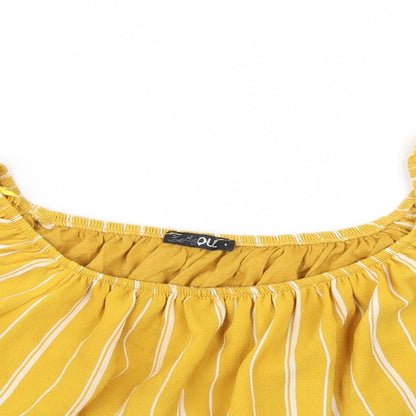 Quiz Womens Orange Striped  Basic T-Shirt Size S