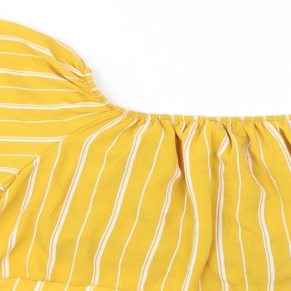 Quiz Womens Orange Striped  Basic T-Shirt Size S