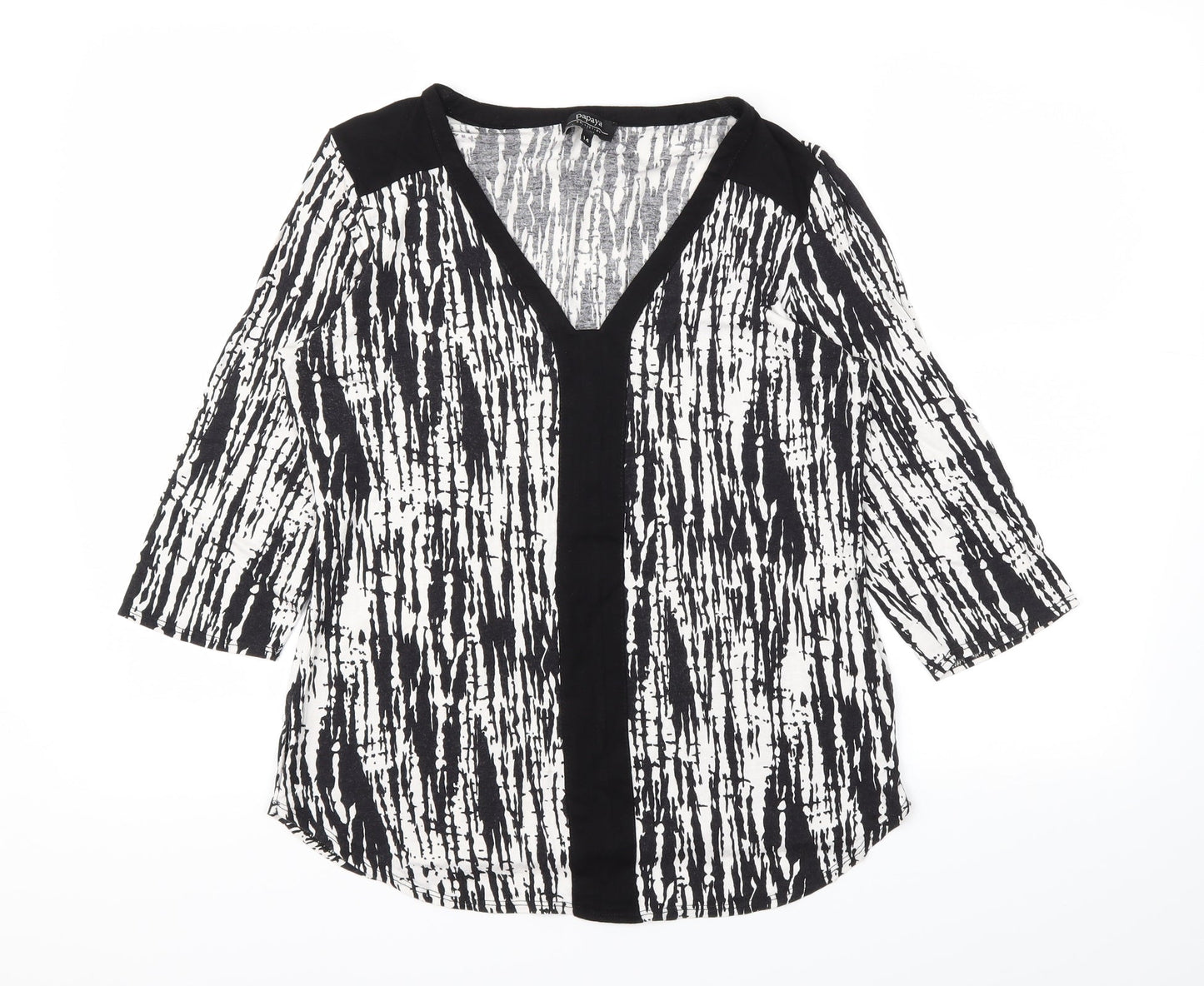 Papaya Womens Black Animal Print  Basic T-Shirt Size 14