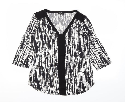 Papaya Womens Black Animal Print  Basic T-Shirt Size 14