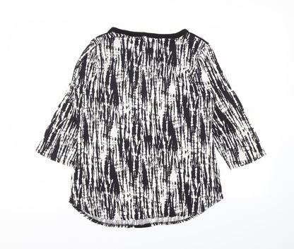 Papaya Womens Black Animal Print  Basic T-Shirt Size 14