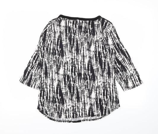 Papaya Womens Black Animal Print  Basic T-Shirt Size 14