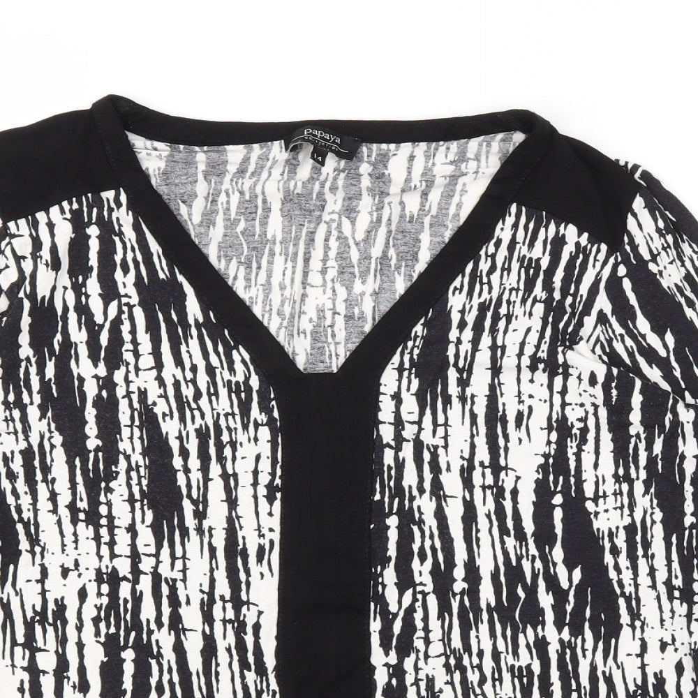 Papaya Womens Black Animal Print  Basic T-Shirt Size 14