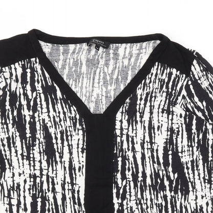 Papaya Womens Black Animal Print  Basic T-Shirt Size 14