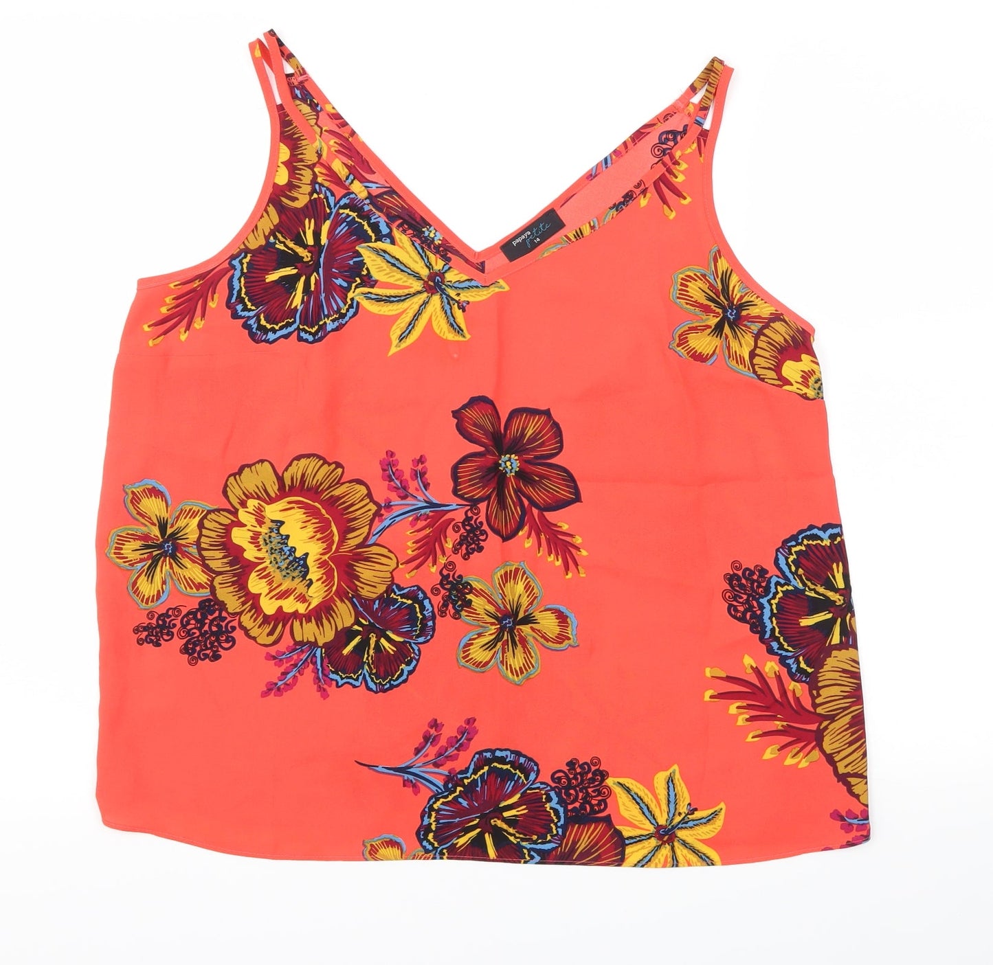 Papaya Womens Red Floral  Basic T-Shirt Size 14