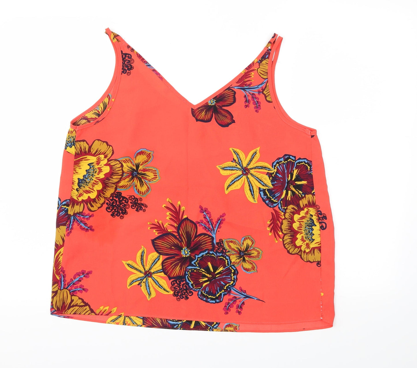 Papaya Womens Red Floral  Basic T-Shirt Size 14