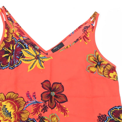 Papaya Womens Red Floral  Basic T-Shirt Size 14