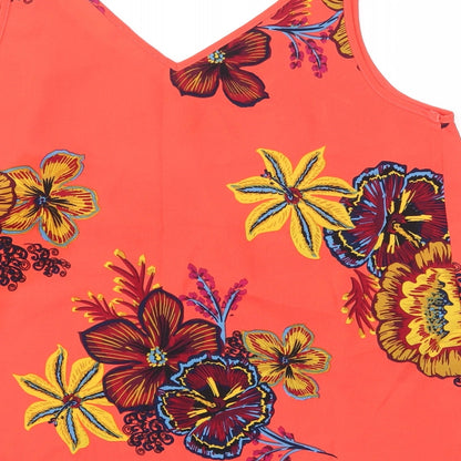 Papaya Womens Red Floral  Basic T-Shirt Size 14