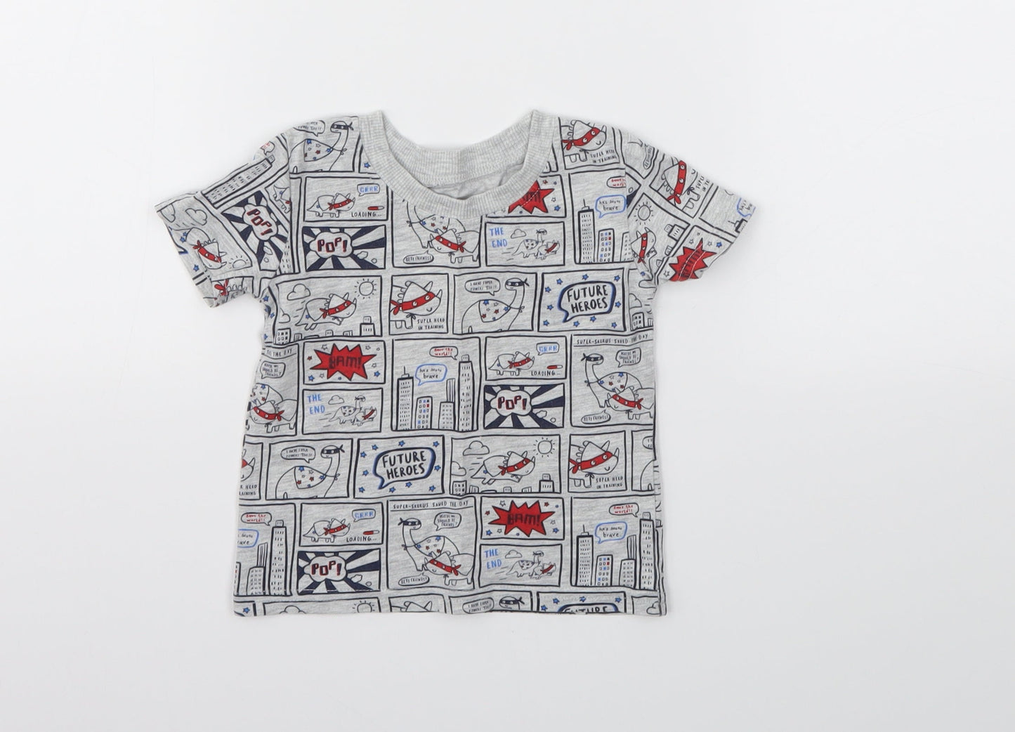 George Boys Grey Animal Print  Basic T-Shirt Size 3-6 Months