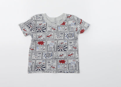 George Boys Grey Animal Print  Basic T-Shirt Size 3-6 Months