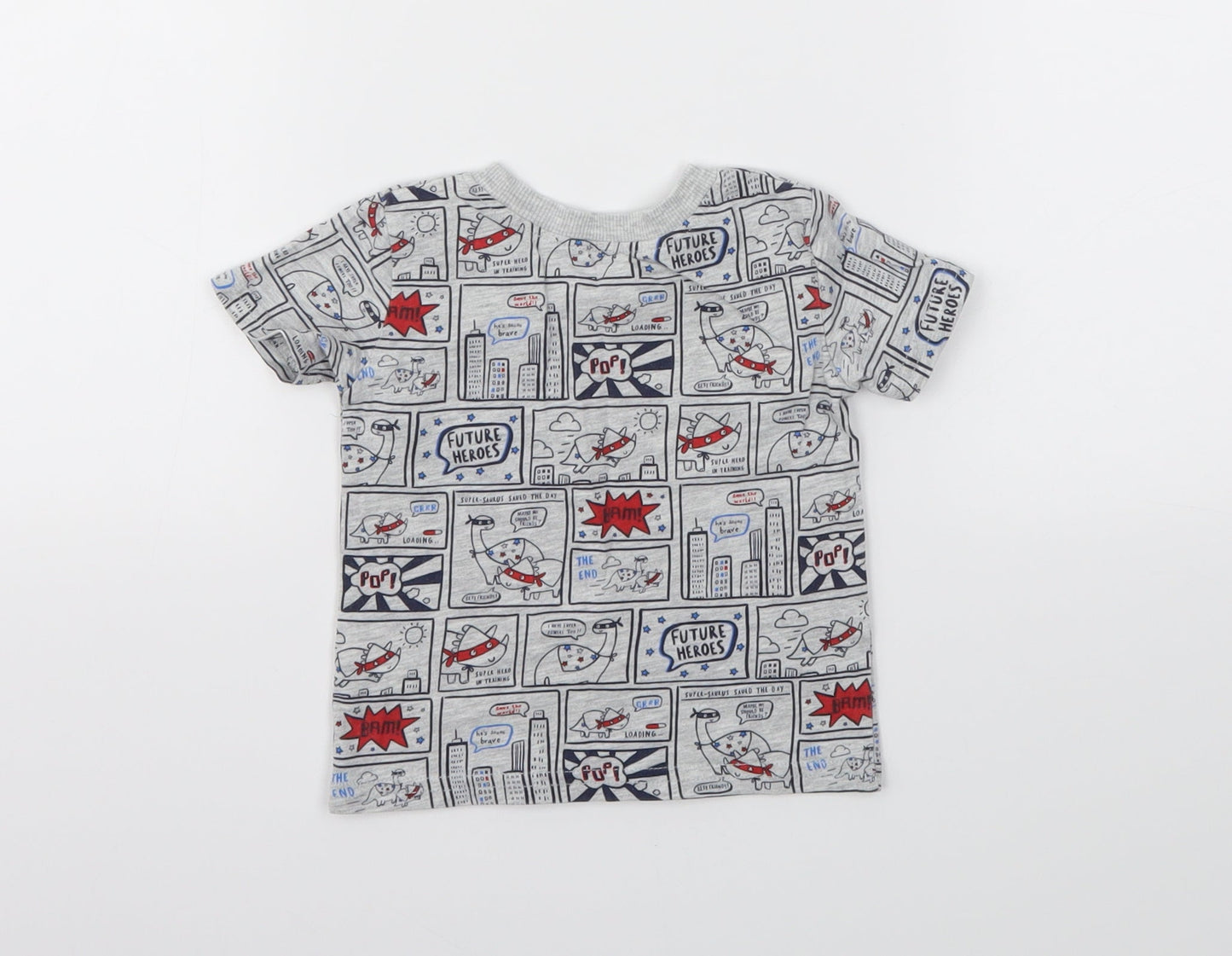 George Boys Grey Animal Print  Basic T-Shirt Size 3-6 Months