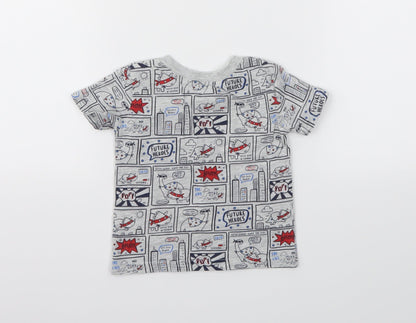 George Boys Grey Animal Print  Basic T-Shirt Size 3-6 Months