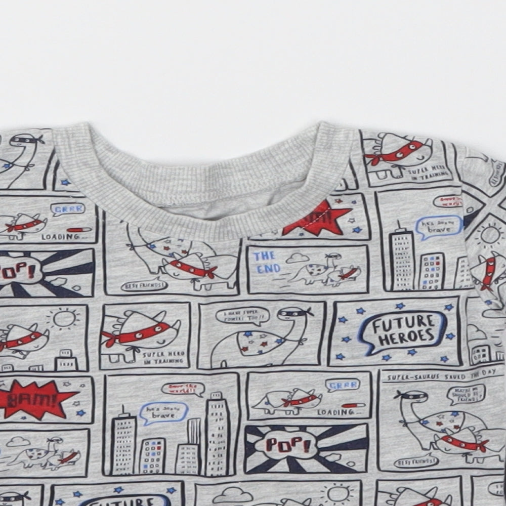 George Boys Grey Animal Print  Basic T-Shirt Size 3-6 Months
