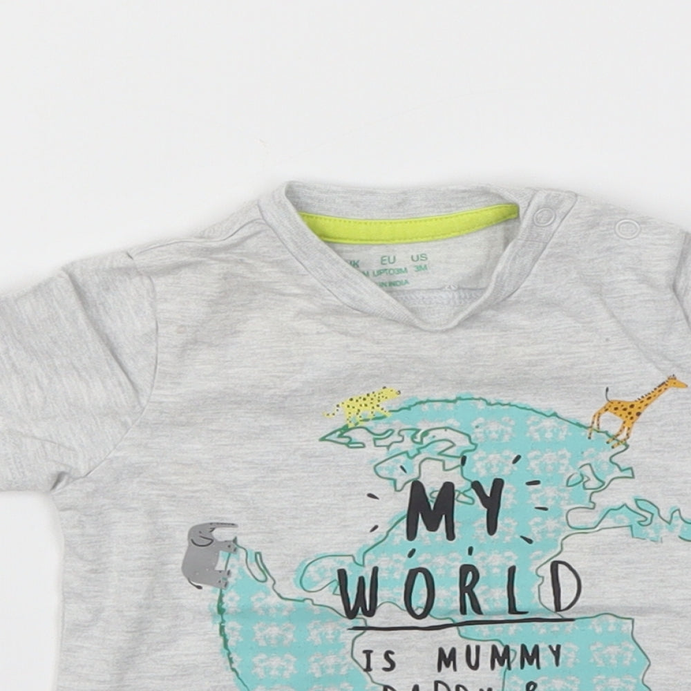 F&F Boys Grey Animal Print  Basic T-Shirt Size 0-3 Months