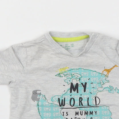F&F Boys Grey Animal Print  Basic T-Shirt Size 0-3 Months