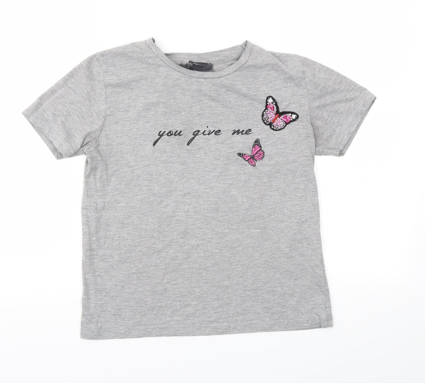 Primark Womens Grey Animal Print  Basic T-Shirt Size 4