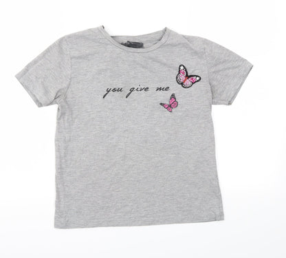 Primark Womens Grey Animal Print  Basic T-Shirt Size 4