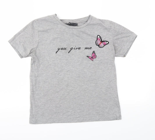 Primark Womens Grey Animal Print  Basic T-Shirt Size 4