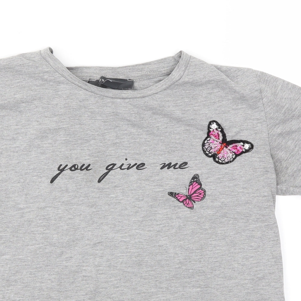 Primark Womens Grey Animal Print  Basic T-Shirt Size 4