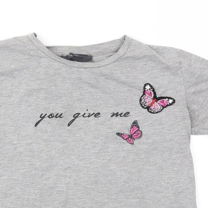 Primark Womens Grey Animal Print  Basic T-Shirt Size 4